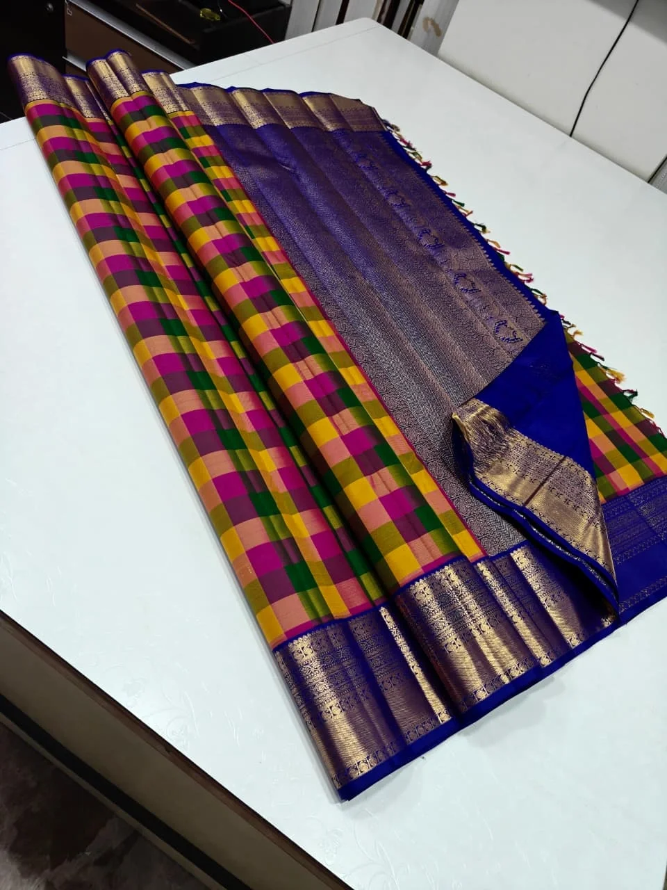Checked Kanchipuram Silk Saree